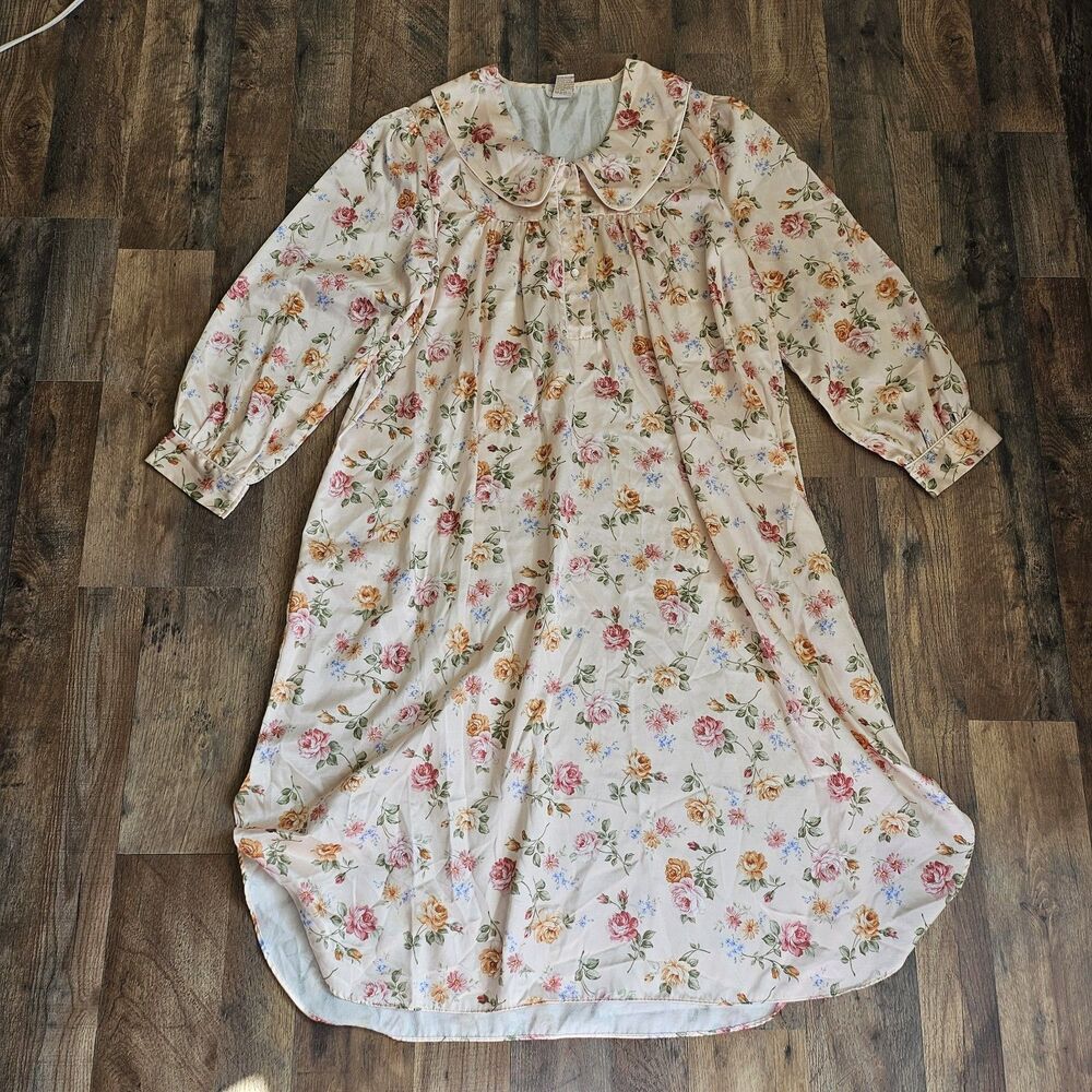 Vintage Barbizon Cuddleskin Floral Nightgown Pink Rose Coquette Cottagecore L-